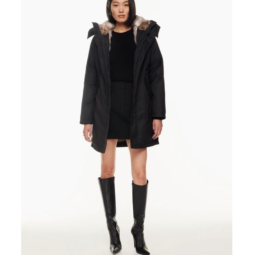 Aritzia Babaton Oskar Parka Size XL Black Down Fill Fur Waterproof Winter Coat